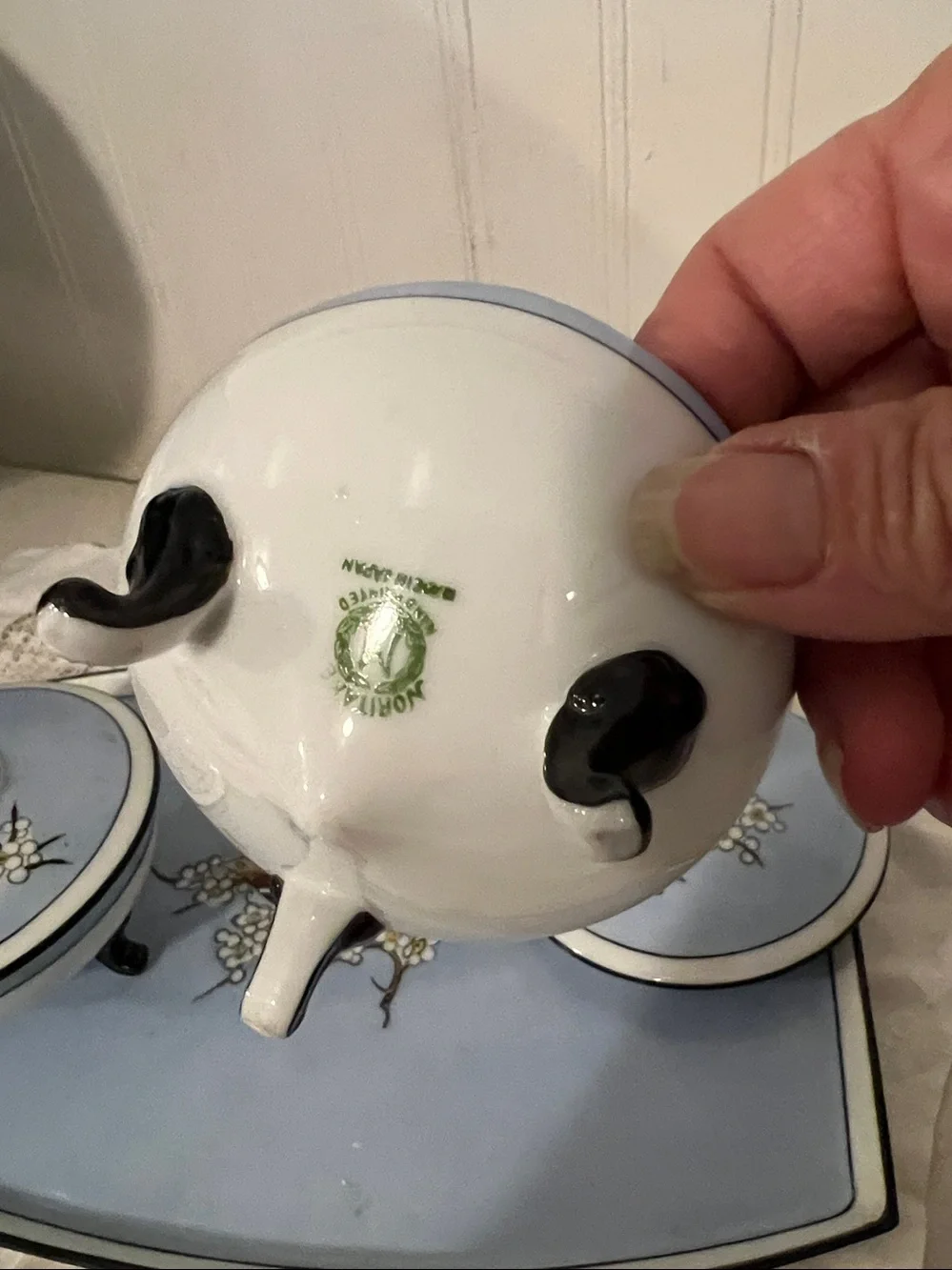 Vintage Noritake Japan hand painted vanity set dogwood butterfly